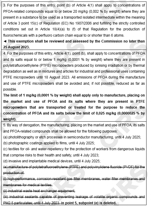 Chemical,Exemption,PFOA,PoPs,Regulation,Updates,